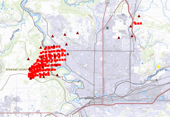 Fire signature on a map, heat
